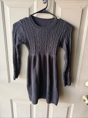 Girls Cozy Black Knit Sweater Dress